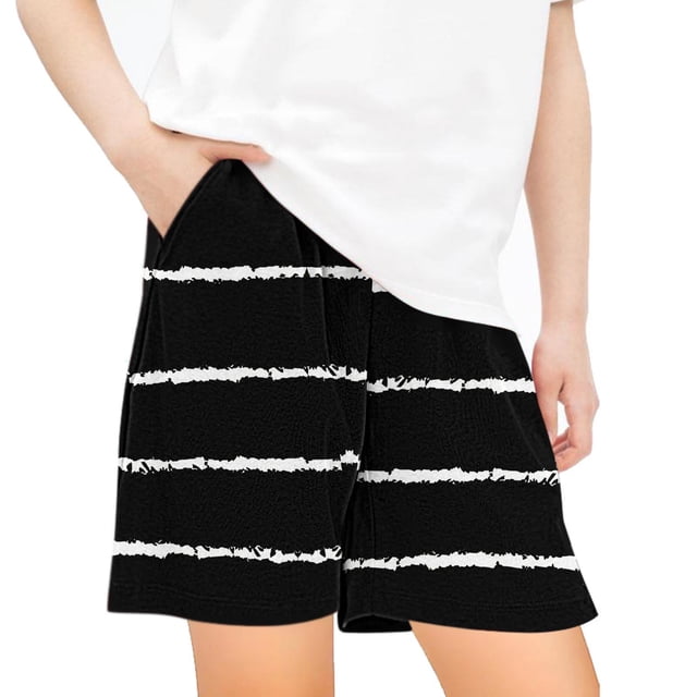 Odeerbi 5-14 Años Niños Niñas Verano Pantalones Cortos A Rayas Workout Pantalones Cortos Deportivos Lindo Transpirable Pantalones Cortos Con Bolsillos