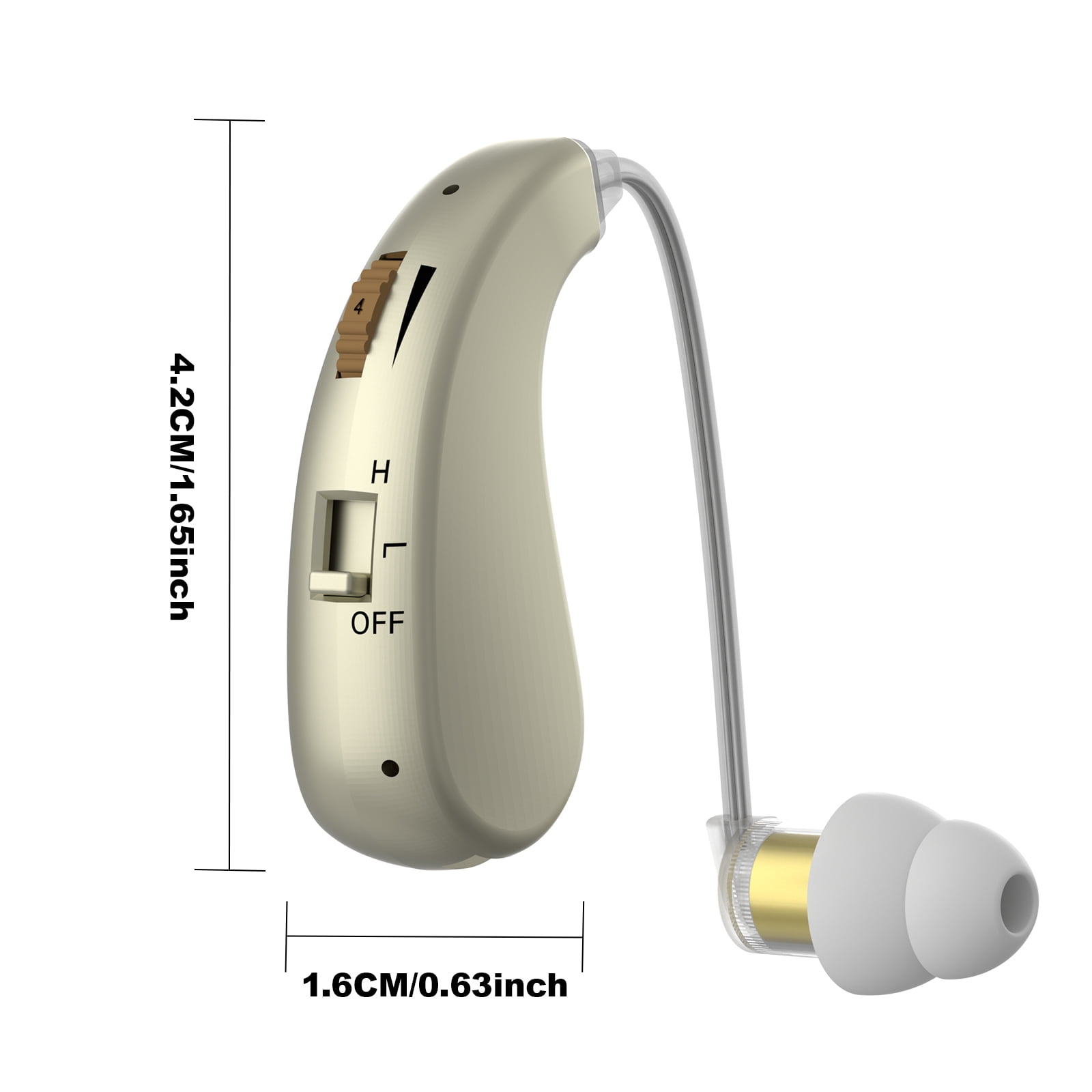 Rechargeable Hearing Amplifiers, Active Noise Cancelling In-Ear Headphones with Volume Control, Type-C Charging, Plastic Material, Lithium Polymer Battery (Golden)