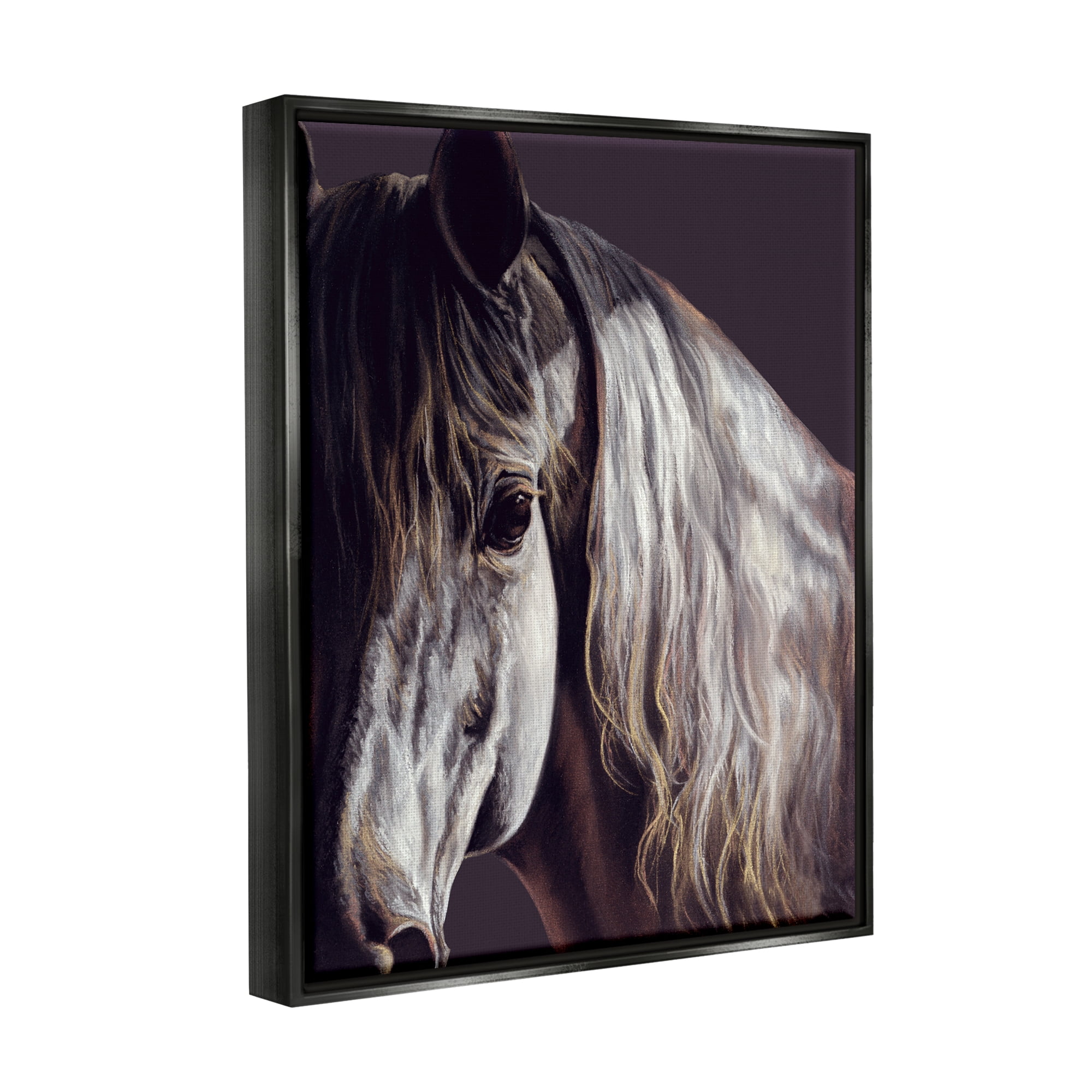 Stupell Industries Close Up Horse Face Portrait Animals & Insects Photography Black Floater Framed Art Print Wall Art