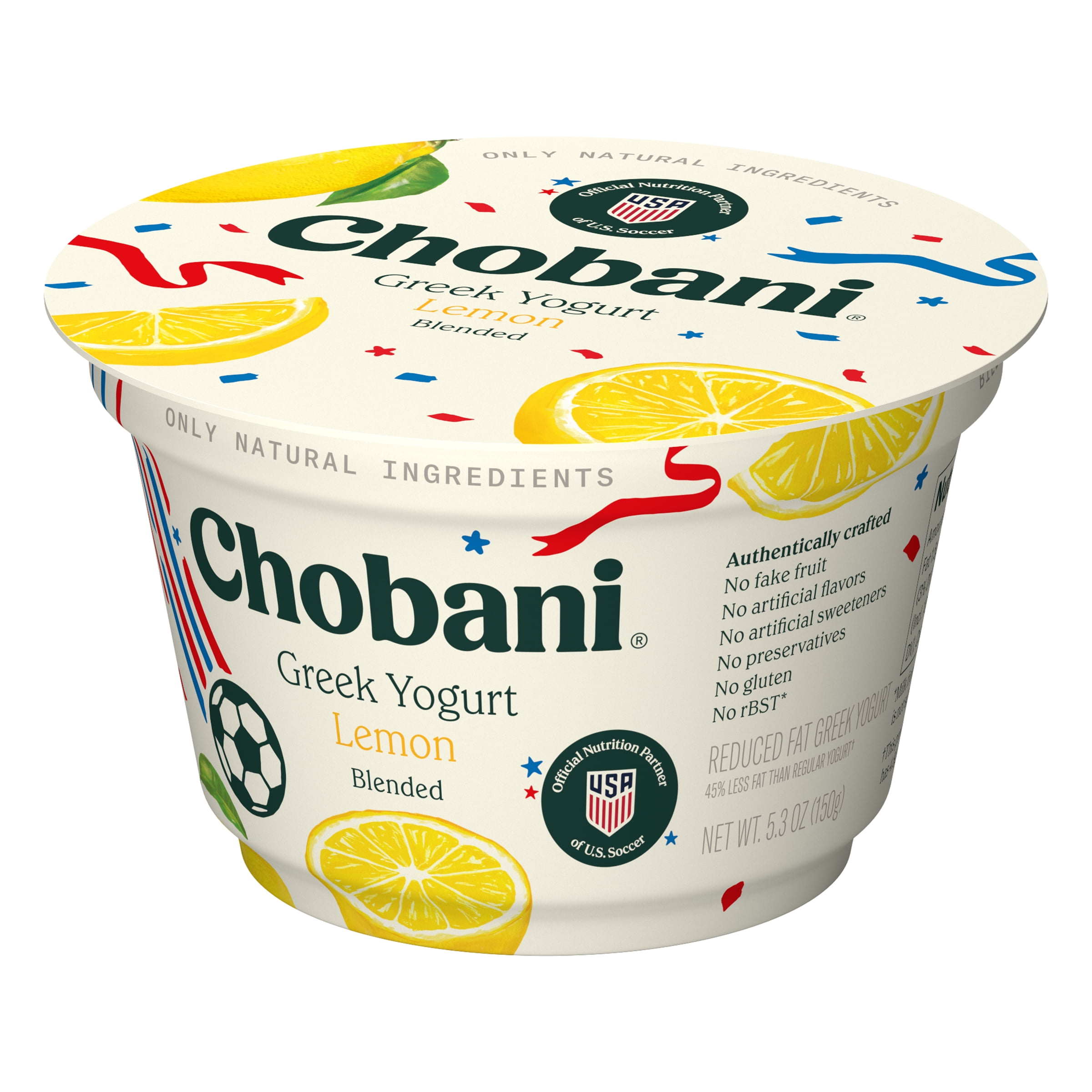 Chobani Low-Fat Greek Yogurt Lemon Blended 5.3 oz Cup