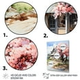 thumbnail image 3 of Designart "Bungalow Blossom by the Lake I" Landscapes Framed Wall Art - Coastal Pink Landscape Cottage Hallway Framed Wall Art Decor, 3 of 6