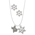 thumbnail image 1 of Delight Jewelry Stainless Steel Custom Engraved Texas - Silver tone Snowflake Charm Necklace and Stud Earrings, 1 of 4