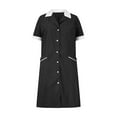 thumbnail image 4 of Tidyack,Best Savings,Nurse Lapel Dress, Solid Color Work Dress, Pockets + Button Splicing, Midi Length, For Healthcare Staff, Professional Work Attire, Cotton Blend, Clean Cut, Daily Uniform, 4 of 6