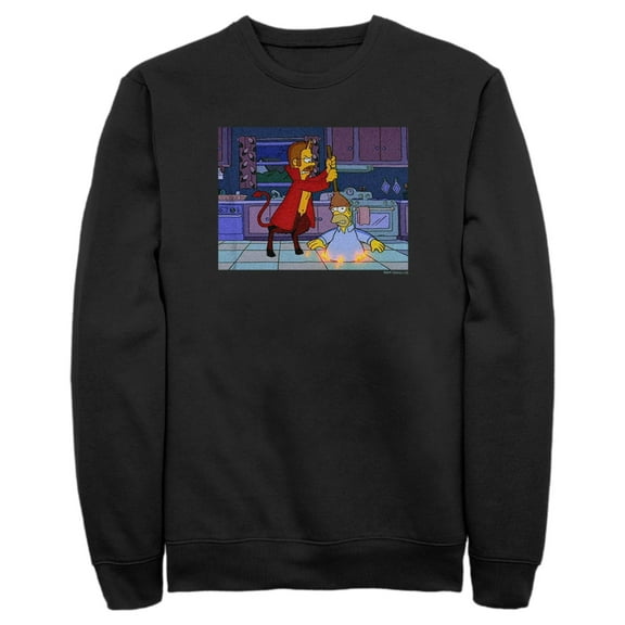 Men's The Simpsons Homer in Hell  Sweatshirt Black 3X Large