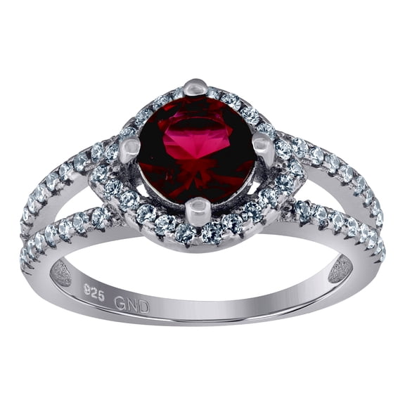 925 Sterling Silver Womens White Red Cubic Zirconia Ring Size 9 3.9x2.4mm Wide Ring for Women