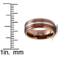 thumbnail image 4 of Metal Masters Mens Chocolate Brown Tungsten Carbide Ring Silvertone Grooved Wedding Band 8mm, 4 of 5