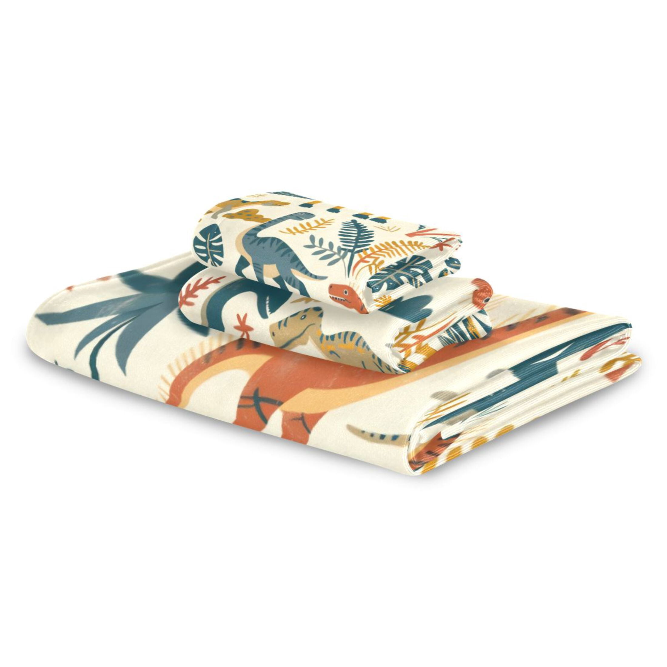 Three-Piece Towel Set Face Towel Towel Set Hand Towel Bath Towel Cotton Bath Towels Bath Towel Sets Hand Bath Towels Green Dinosaur