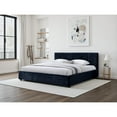thumbnail image 3 of Omax Decor Venice Upholstered Platform King Bed in Blue Fabric, 3 of 7