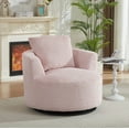thumbnail image 5 of DEALTOPS Compressed 360° Swivel Barrel Chair, Modern Faux Fur Accent Chair with Pillow, Cozy Small Space Lounge, Pink, 5 of 8