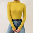 thumbnail image 2 of DHFJKG Women Ruffles Knit Ribbed Sweater Base Top Casual Turtleneck Slim Fit Long Sleeve Layering Pullover Autumn Winter Cozy Jumper Tops, 2 of 6