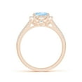 thumbnail image 2 of ANGARA Natural Oval 1.5 ct Aquamarine Split Shank Halo Ring with Diamonds in 14K Rose Gold for Women (Size-9x7mm) | March Birthstone, Anniversary, Jewelry Gift for Women | Natural Aquamarine Ring, 2 of 9
