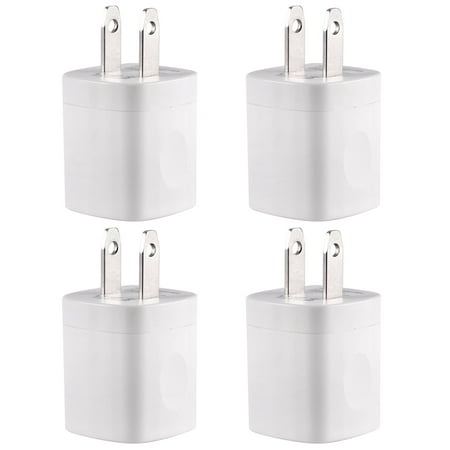 USB Wall Charger Adapter 1A/5V 4-Pack Travel USB Plug Charging Block Brick Charger Power Adapter Cube Compatible with Phone Xs/XS Max/X/8/7/6 Plus Galaxy S9/S8/S8 Plus Moto Kindle LG HTC Google