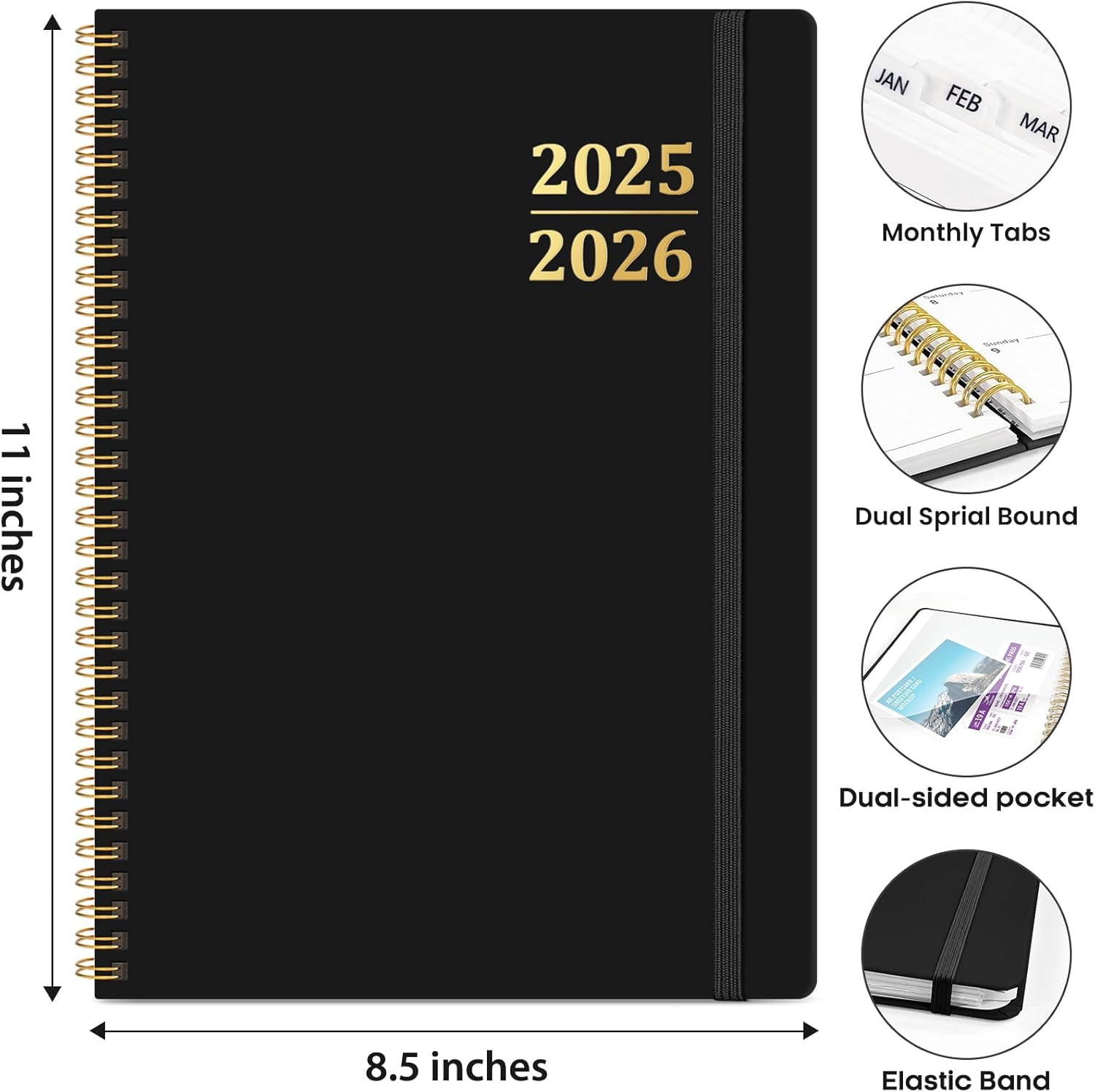 Academic Planner 2025-2026, Weekly and Monthly Calendar Planner Book, July 2025 – June 2026, Hardcover Organizer with Tabs, Perfect for Teachers, Students, Women & Men, A5 (6.4" x 8.5") - Pink