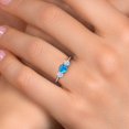 thumbnail image 4 of Gem Stone King 925 Sterling Silver Simulated Blue Opal and White Moissanite Engagement Ring for Women | 0.96 Cttw | Round Cabochon 5MM | Gemstone October Birthstone | Size 7, 4 of 7