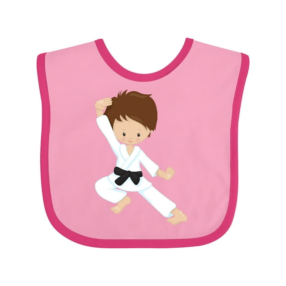 Inktastic Karate Boy, Cute Boy, Black Belt, Brown Hair Boys Baby Bib