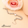 thumbnail image 3 of 555Jewelry 4mm Adjustable Stainless Steel Puffed Heart Charm Dainty Bead Chain Bracelets for Women & Girls, 7.5 Inch, Silver, 3 of 8