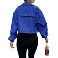 thumbnail image 4 of Spring Fall Women Long Sleeve Turn-down Collar Casual Zipper Jacket Loose Anorak Crop Coat with Pocket, 4 of 5