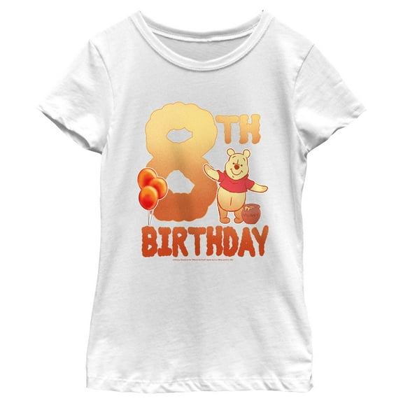 Girl's Winnie the Pooh 8th Birthday Pooh Bear Graphic Tee White X Large