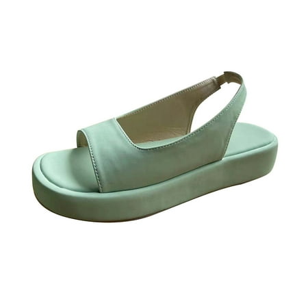 

Up to 30% off Kukoosong Wedge Sandals for Women Fashion Round-toe Fish Mouth Sandals Thick Bottom Solid Color Casual Sandals Green 36