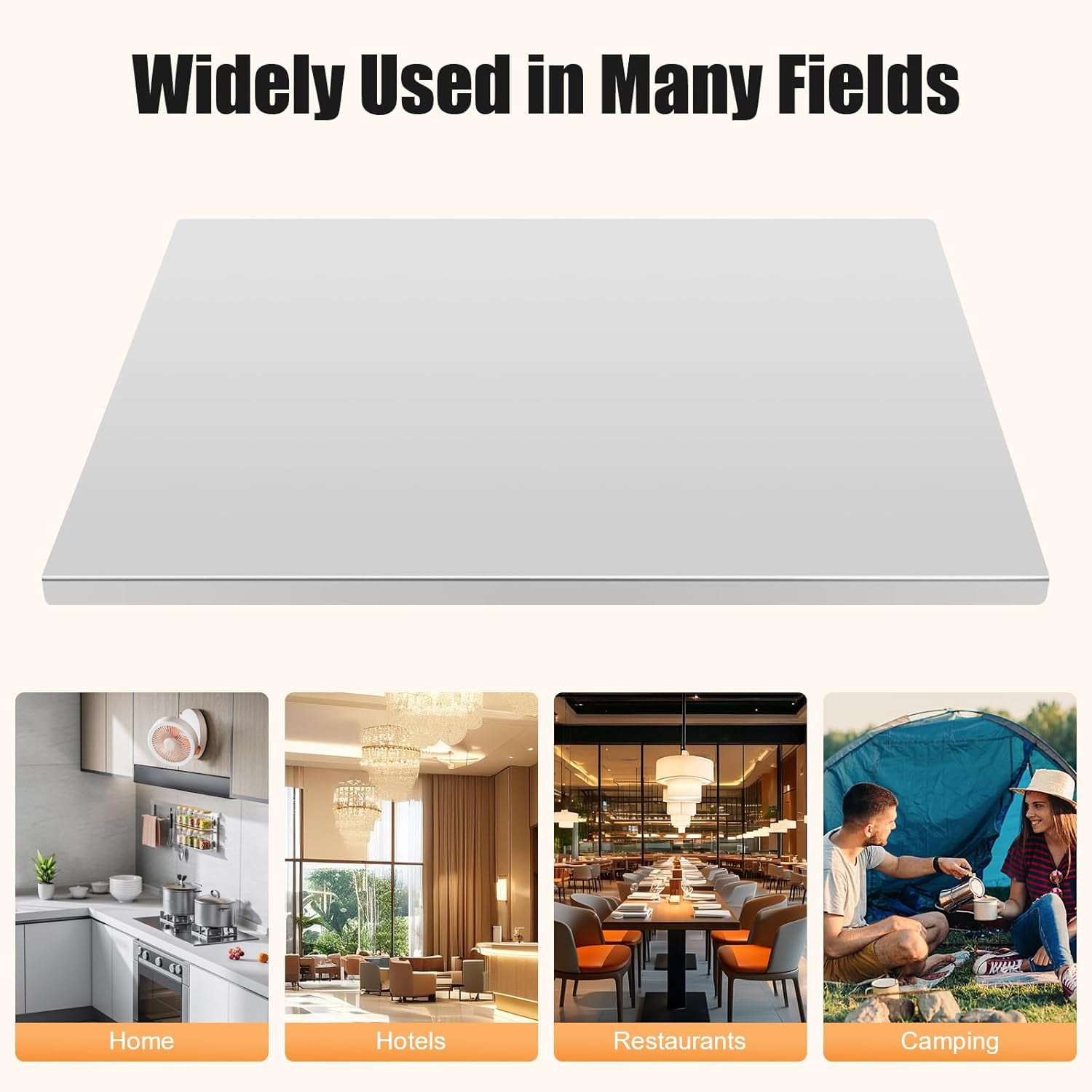 Stainless Steel Cutting Board 23.6 X 19.6 X 0.59 In with L-Shaped Rim for Kitchen Food Preparation