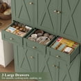thumbnail image 6 of Hiphuta 67" Tall Farmhouse Kitchen Pantry Storage Cabinet with Door Shelves, 43" Wide Large Cupboard Hutch with 3 Drawers, Green, 6 of 7