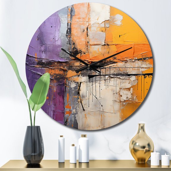 Designart "composition Impressions IV" Abstract Collages Oversized Wall Clock