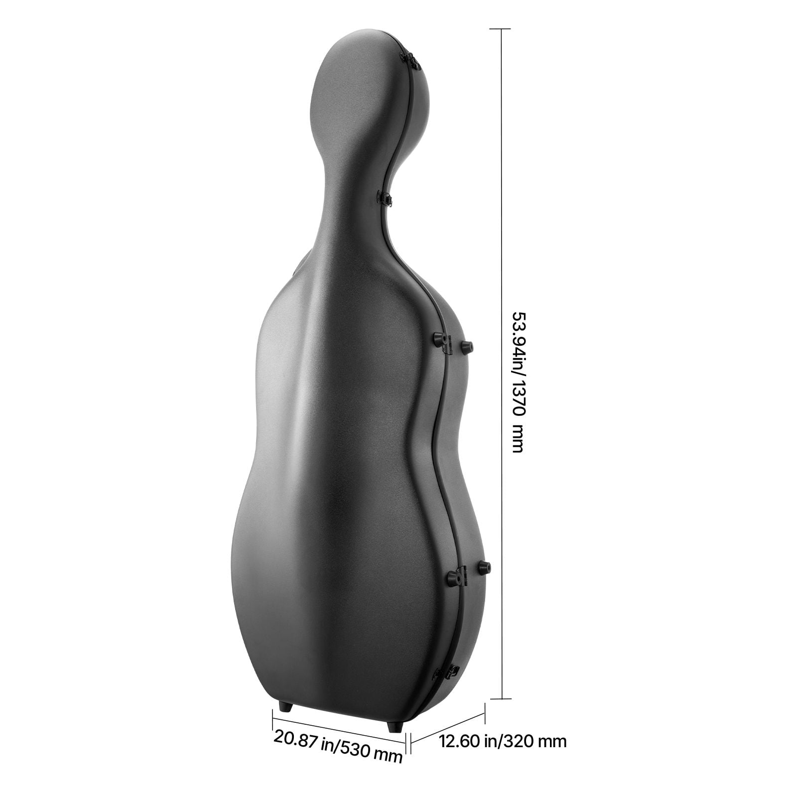 4/4 Full Size Cello Case, Composite Carbon Fiber, Lightweight Portable Travel Carrying Bag, with Plush Lining, Dual Shoulder Straps, Anti-Scratch, Professional Cello-Shape, for Cello, Black