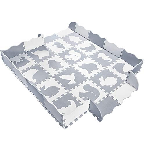 Baby Play Mat with Fence, Animals, and Foam Tiles. Tummy time mat, Playmat for Kids, Toddlers