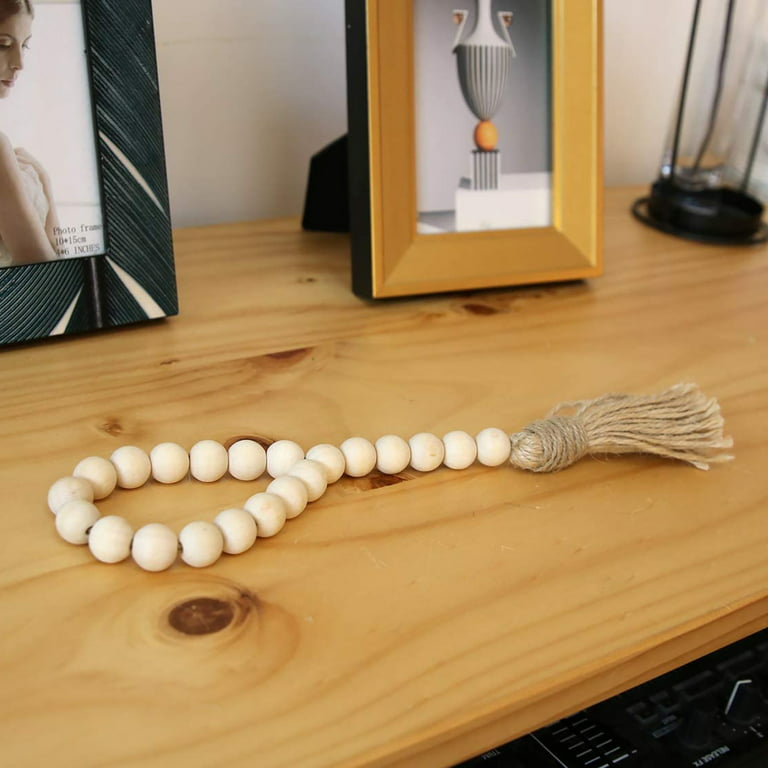 44 Wooden Bead Garland Decoration, 1/2 Natural Beads