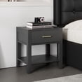 thumbnail image 3 of 2-Tier Nightstand, End Bedside Table with Drawer ＆ Open Storage, Night Stands for Small Spaces, Side Table for Bedroom, Living Room, Bedroom (Black), 3 of 8