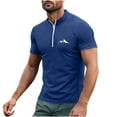 thumbnail image 5 of Blusa y camisa de manga corta con cuello alto para hombre, de verano, de color liso, ajustada, deportiva, con cremallera, de manga corta, con cuello alto., 5 of 5