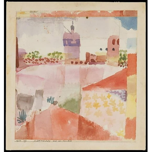 Public Domain Images MET483158 Hammamet avec Son Affiche de Mosquée Imprimée par Paul Klee, Allemand, Né Suisse MNchenbuchsee 1879 - 1940 Muralto-Locarno, 18 x 24