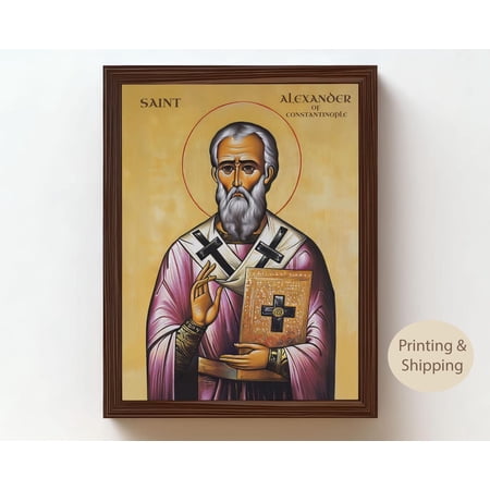 Saint Alexander Of Constantinople Icon Byzantine Orthodox Wall Art Holy Bishop Christian Decor, Unframed Paper Poster 8x10in
