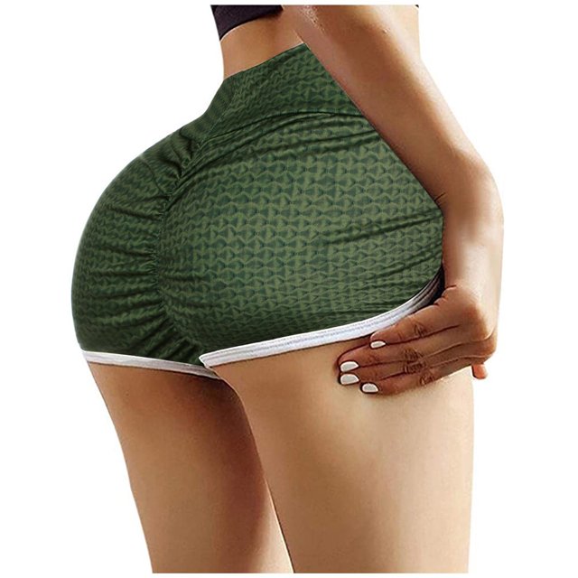 Outfmvch Yoga Pants Women Gym Shorts Women Polyester Relaxed Pull-On Styling Short Lightweight Two Pockets Short High Waisted Yoga Pants For Women Army Green M
