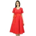 thumbnail image 1 of Bimba Robe Droite en Lin à Manches Courtes pour Femmes avec Ceinture Robes Décontractées, 1 of 8