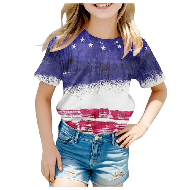 Xuewenshw T-Shirt à Manches Courtes pour Filles, Col Rond, Coupe Décontractée, Basique