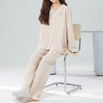thumbnail image 6 of XuJwPNcy Womens Pajama Set 2 Piece Comfy Long Sleeve Lapel V Neck Tops and Pants Sets Button down Sleepwear, 6 of 6