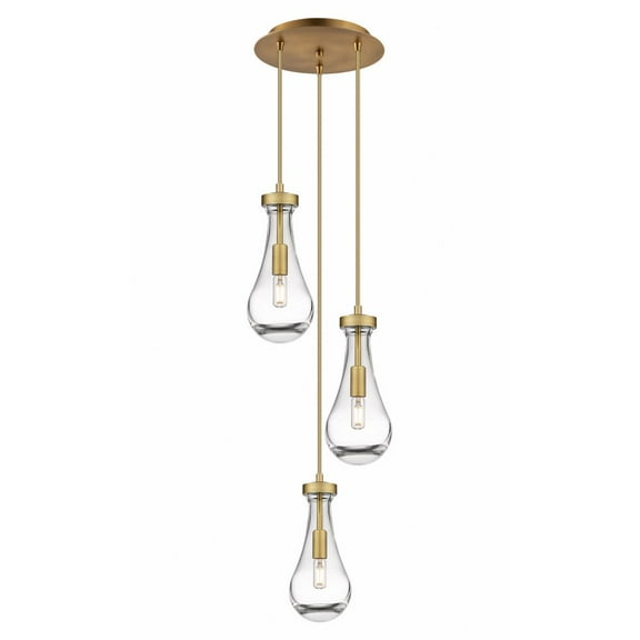 Innovations Lighting Owego - 3 Light 5" Cord Hung Multi Pendant - 10" Canopy Clear/Brushed Brass