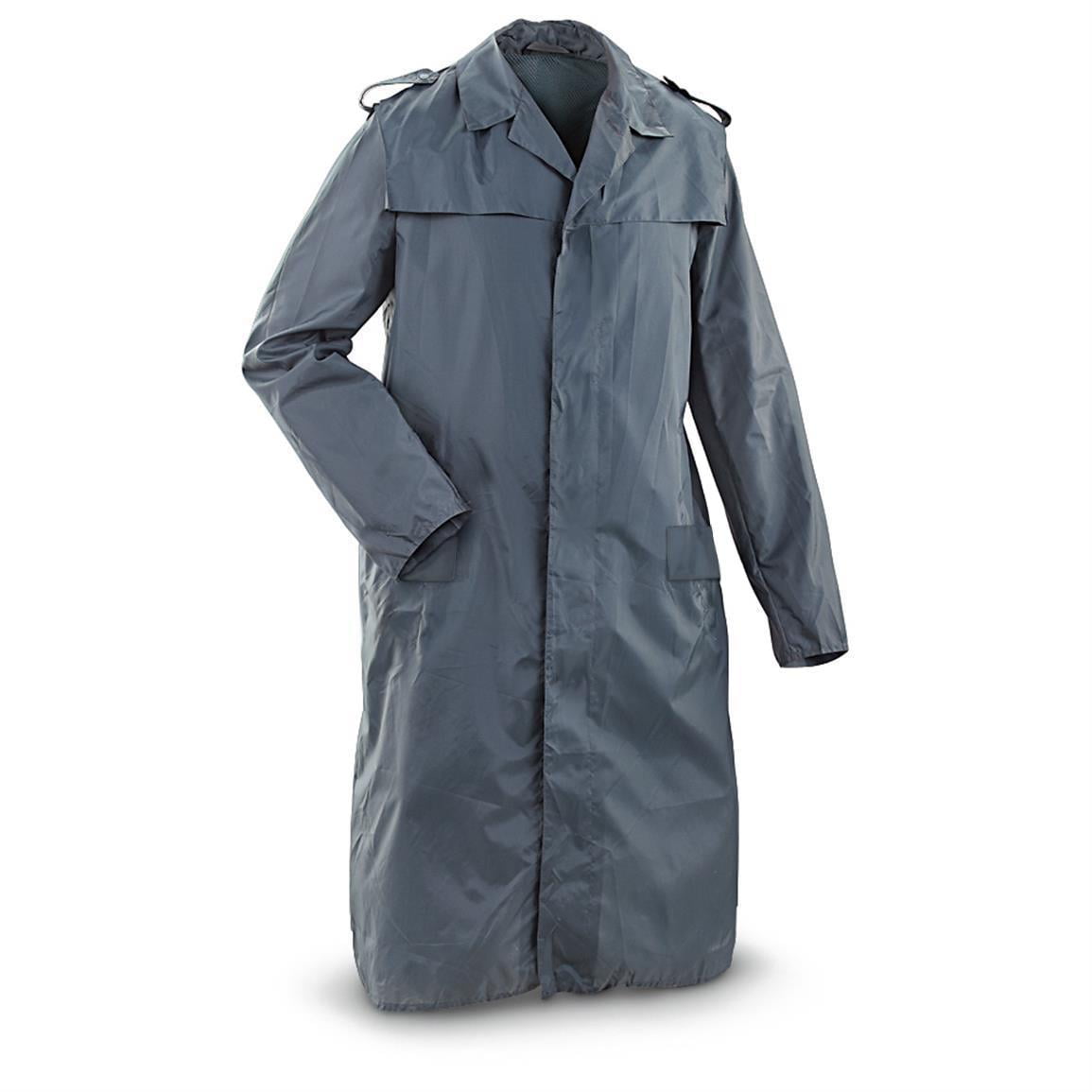 Men's German Military Raincoat, German Military Issue Trenchcoat, Blue