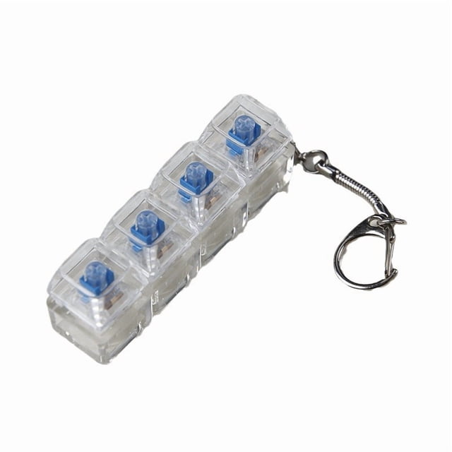 4-Key Transparent PC Keycap Tester with Gateron Blue Switches, 7-Color Fast-Flash RGB LED Backlighting, Crisp Click Sound, High-Transparency Design, Press-Activated Illumination for Mechanical