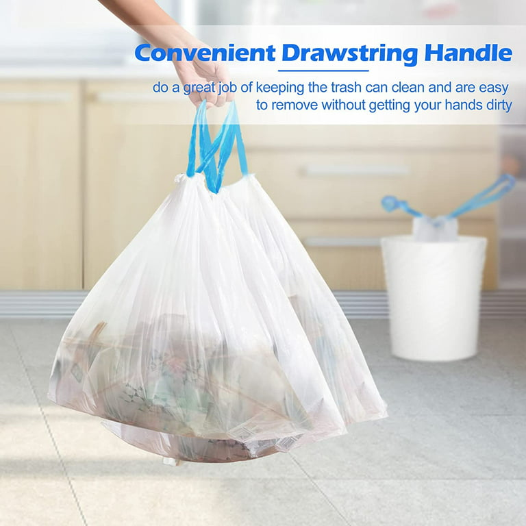 4 Gallon Small Trash Bags Drawstring, for Kitchen Bathroom Yard