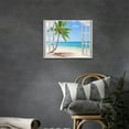 thumbnail image 3 of HFDF Beach Bathroom Wall Art Palm Tree Beach Coastal Pictures Wall Decor Blue Sea Canvas Patg Prt Tropical Ocean Nautical 3D Wdow View Decorations Artworks for Livg Room Bedroom 24x20inch Framed, 3 of 6