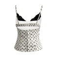 thumbnail image 4 of FUYUDY Women'S Tank Top Summer Sexy Slim Fit Square Collar Backless Vest With Lace And White Polka Pattern Stylish Versatile Female Camisole For Casual Daily Wear,White,S, 4 of 5