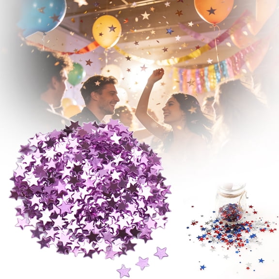 2026 Party Decorations Star Shaped Glitter Confetti Bulk Pack, 1cm Sparkling Plastic Sequin Scatters , European Wedding Toss, Table Centerpiece and Photo Booth Backdrop Friends Party Decorations