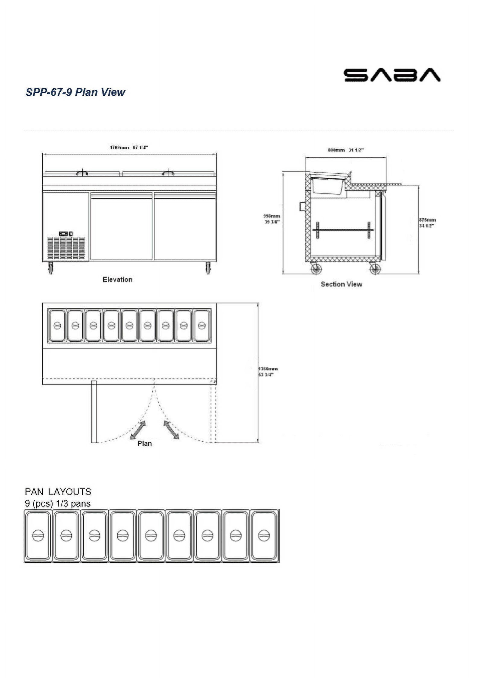 Heavy Duty Commercial 67" (2 Door) Pizza Prep Table Refrigerator