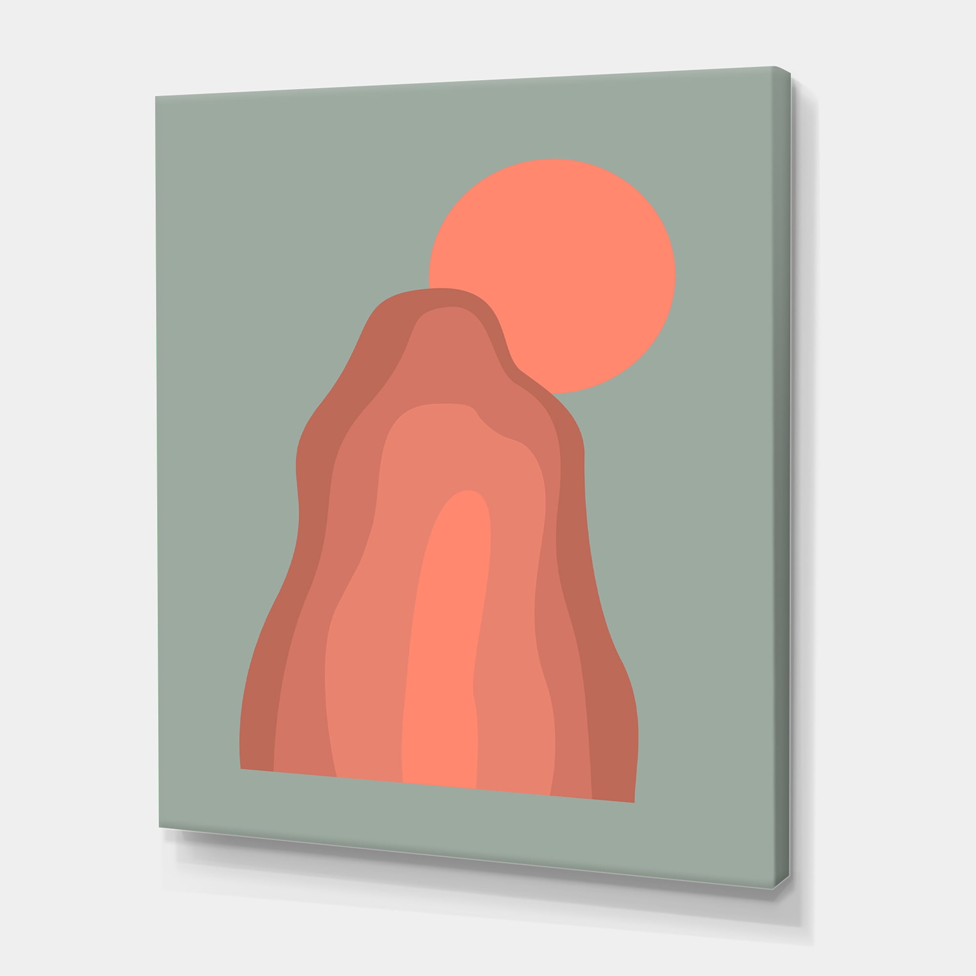 Designart ' Abstract Pink Sunset Mountain Landscape ' Modern Canvas Wall Art Print