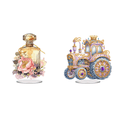thumbnail image 1 of (LL044) (de Una Sola Cara) Adorno Del Serie Bodegones Botella Amarilla Perfume Flores 19 5, 1 of 7