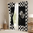 thumbnail image 3 of Homewish Boys Geometric Grid Flag Black Out Curtains,Car Theme Curtains Pack of 2 (42x63 Each),Black White Bedroom Curtains,Lightweight Room Decor, 3 of 6