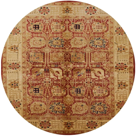 Ahgly Company Indoor Round Mid-Century Modern Mahogany Brown Oriental Area Rugs, 6' Round