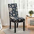 thumbnail image 4 of Stretch Dining Chair Covers Set of 4, 170g Milk Silk (5% Spandex) Slipcovers, Removable Washable Chair Protectors for Home, Party, and Pet Protection (Flowers Dark)., 4 of 6